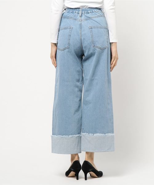 KOBE LETTUCE(コウベレタス)の「ターンバックヘムハイウエストワイドデニムパンツ(デニムパンツ・レディース・ライトブルー/インディゴブルー/ブルー・FREE)」の5枚目の写真
