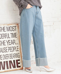 KOBE LETTUCE（コウベレタス）の「ターンバックヘムハイウエストワイドデニムパンツ（デニムパンツ・レディース）」