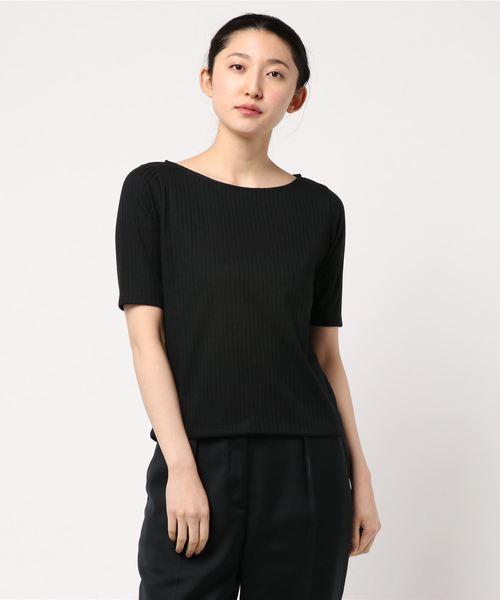GeeRA(ジーラ)の「リブ素材5分袖ベーシックトップス(Tシャツ/カットソー・レディース・ホワイト/ブラック/カーキブラウン/レッド/その他・MEDIUM/LARGE/SMALL/X-LARGE)」の3枚目の写真