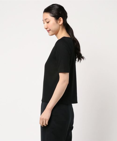 GeeRA(ジーラ)の「リブ素材5分袖ベーシックトップス(Tシャツ/カットソー・レディース・ホワイト/ブラック/カーキブラウン/レッド/その他・MEDIUM/LARGE/SMALL/X-LARGE)」の7枚目の写真