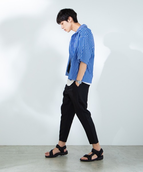 WEGO（ウィゴー）の「WEGO/ストライプ半袖ワークポプリンシャツ（シャツ/ブラウス・メンズ・ホワイト/ベージュ/ブルー・MEDIUM/LARGE）」の11枚目の写真