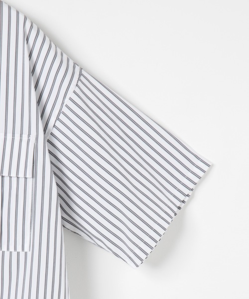 WEGO（ウィゴー）の「WEGO/ストライプ半袖ワークポプリンシャツ（シャツ/ブラウス・メンズ・ホワイト/ベージュ/ブルー・MEDIUM/LARGE）」の13枚目の写真