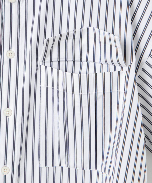 WEGO（ウィゴー）の「WEGO/ストライプ半袖ワークポプリンシャツ（シャツ/ブラウス・メンズ・ホワイト/ベージュ/ブルー・MEDIUM/LARGE）」の19枚目の写真