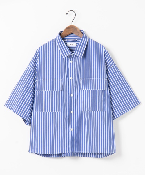 WEGO（ウィゴー）の「WEGO/ストライプ半袖ワークポプリンシャツ（シャツ/ブラウス・メンズ・ホワイト/ベージュ/ブルー・MEDIUM/LARGE）」の16枚目の写真