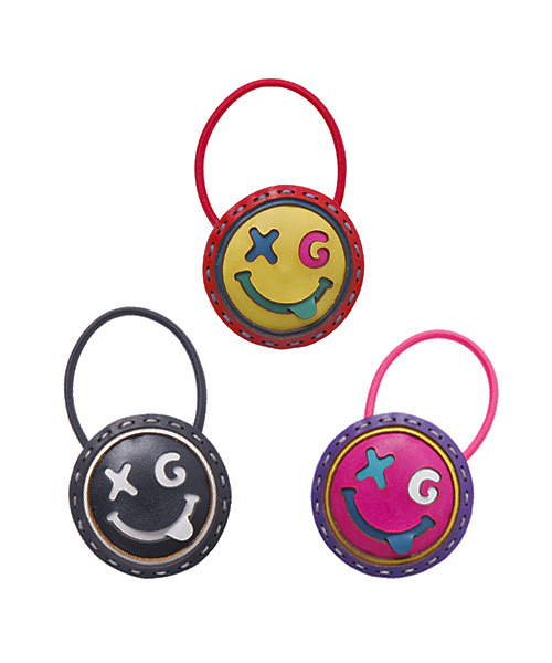 X-girl（エックスガール）の「X-girl×OJAGA DESIGN SMILING HAIR ELASTIC（ヘアゴム・レディース・ブラック/ピンク/イエロー・ONE SIZE）」の6枚目の写真