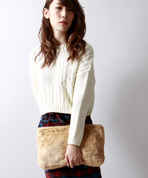 WEGO（ウィゴー）の「WEGO/ファークラッチバッグ（クラッチバッグ・レディース・ホワイト/ブラック/サックスブルー/パープル/ピンク/キャメル・FREE）」の5枚目の写真