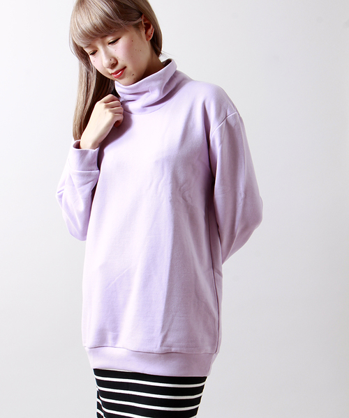WEGO(ウィゴー)の「WEGO/ハイネックBIGスウェット(スウェット・レディース・アイボリー/杢グレー/サックスブルー/ライトパープル・FREE)」の4枚目の写真