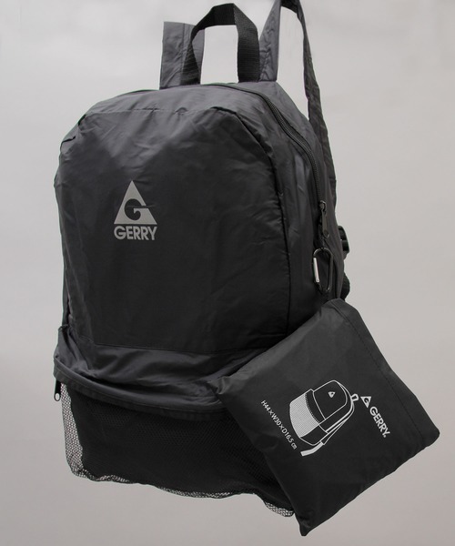 GERRY（ジェリー）の「【 GERRY / ジェリー 】 ポケッタブル バックパック / エコバッグ（エコバッグ/サブバッグ・メンズ・ブラック/ネイビー/グレー・FREE）」の2枚目の写真