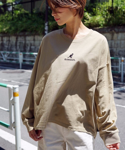 KANGOL(カンゴール)の「【KANGOL/カンゴール】バックプリントロゴ長袖Tシャツ ワンポイント 刺繍(Tシャツ/カットソー・レディース・ホワイト/ブラック/ベージュ/オレンジ・MEDIUM/LARGE)」の3枚目の写真