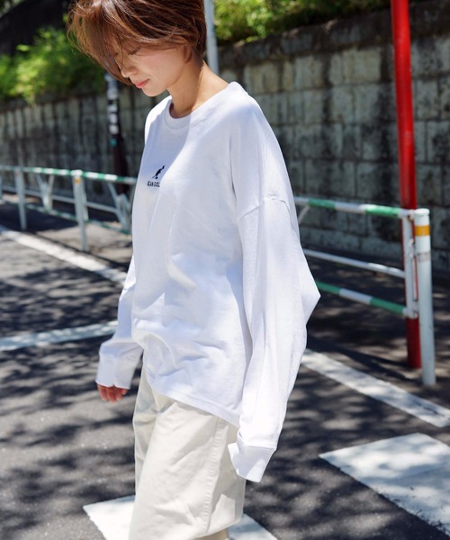 KANGOL(カンゴール)の「【KANGOL/カンゴール】バックプリントロゴ長袖Tシャツ ワンポイント 刺繍(Tシャツ/カットソー・レディース・ホワイト/ブラック/ベージュ/オレンジ・MEDIUM/LARGE)」の18枚目の写真