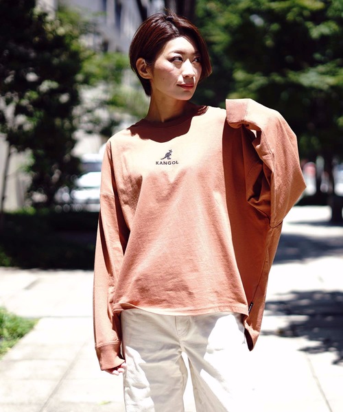 KANGOL(カンゴール)の「【KANGOL/カンゴール】バックプリントロゴ長袖Tシャツ ワンポイント 刺繍(Tシャツ/カットソー・レディース・ホワイト/ブラック/ベージュ/オレンジ・MEDIUM/LARGE)」の11枚目の写真