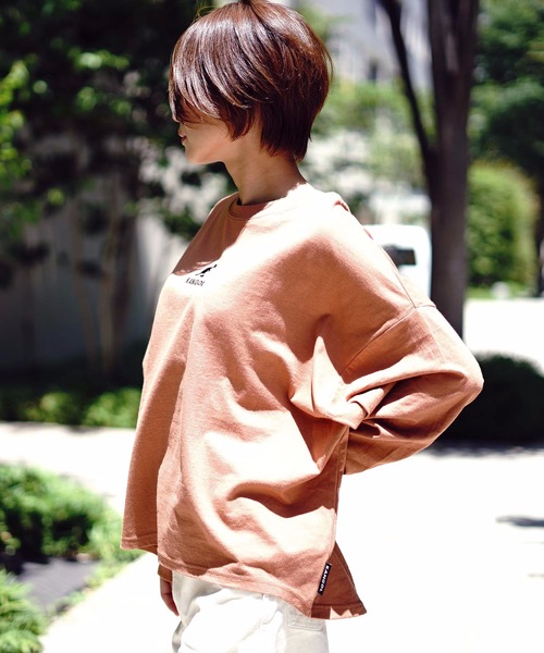 KANGOL(カンゴール)の「【KANGOL/カンゴール】バックプリントロゴ長袖Tシャツ ワンポイント 刺繍(Tシャツ/カットソー・レディース・ホワイト/ブラック/ベージュ/オレンジ・MEDIUM/LARGE)」の10枚目の写真