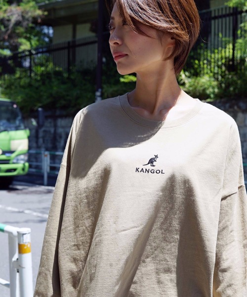 KANGOL(カンゴール)の「【KANGOL/カンゴール】バックプリントロゴ長袖Tシャツ ワンポイント 刺繍(Tシャツ/カットソー・レディース・ホワイト/ブラック/ベージュ/オレンジ・MEDIUM/LARGE)」の7枚目の写真