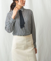 NARACAMICIE | キカジョーゼットプリントミニボウタイ付長袖シャツ(シャツ/ブラウス)