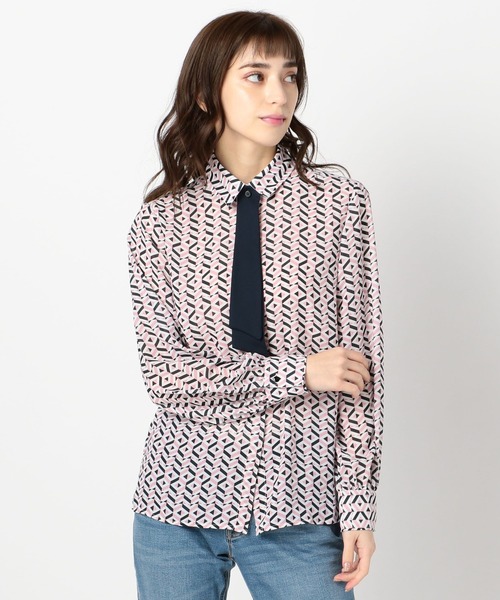 NARACAMICIE（ナラカミーチェ）の「キカジョーゼットプリントミニボウタイ付長袖シャツ（シャツ/ブラウス・レディース・ピンク/ブルー・SMALL/MEDIUM/LARGE）」の12枚目の写真