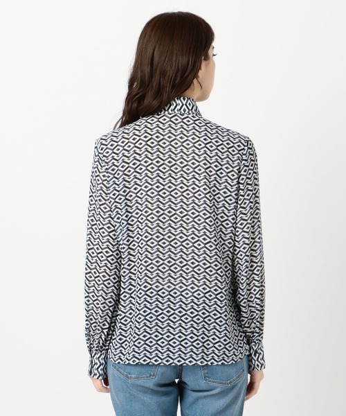 NARACAMICIE（ナラカミーチェ）の「キカジョーゼットプリントミニボウタイ付長袖シャツ（シャツ/ブラウス・レディース・ピンク/ブルー・SMALL/MEDIUM/LARGE）」の14枚目の写真