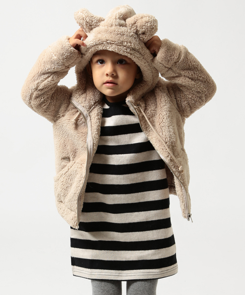 こども ビームス(コドモビームス)の「□TALC / mimi ボア フード ジャケット (2~8y)(ブルゾン・キッズ・グレー/ベージュ・8Y/2Y/6Y/4Y)」の1枚目の写真