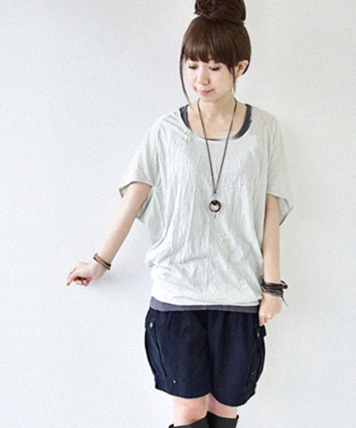 and it_(アンドイット)の「くしゅくしゅべたドルマンワイドカットソー(Tシャツ/カットソー)」|グレイッシュベージュ