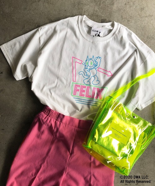 COMMON WARE(コモンウェアー)の「FELIX THE CAT ネオンTシャツ(Tシャツ/カットソー・レディース・ホワイト/ブラック・FREE)」の2枚目の写真