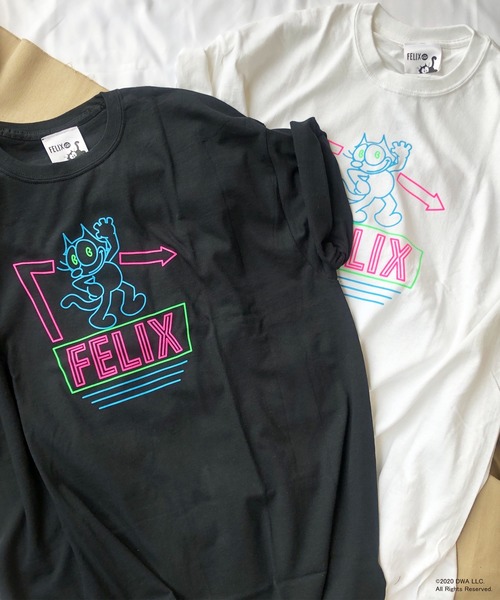 COMMON WARE(コモンウェアー)の「FELIX THE CAT ネオンTシャツ(Tシャツ/カットソー・レディース・ホワイト/ブラック・FREE)」の5枚目の写真