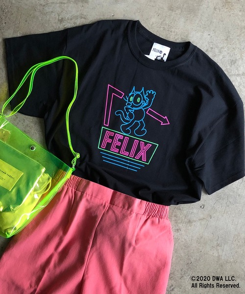 COMMON WARE(コモンウェアー)の「FELIX THE CAT ネオンTシャツ(Tシャツ/カットソー・レディース・ホワイト/ブラック・FREE)」の3枚目の写真
