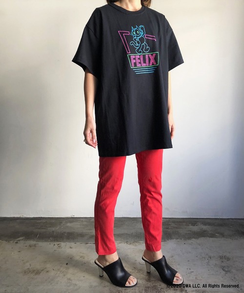 COMMON WARE(コモンウェアー)の「FELIX THE CAT ネオンTシャツ(Tシャツ/カットソー・レディース・ホワイト/ブラック・FREE)」の6枚目の写真