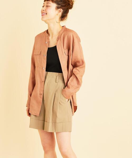 BEAUTY&YOUTH UNITED ARROWS（ビューティーアンドユースユナイテッドアローズ）の「BY コットン2タックハイウエストショートパンツ（その他パンツ・レディース・ブラック/ベージュ・MEDIUM/SMALL）」の4枚目の写真