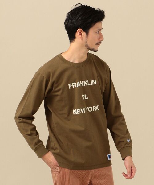 Russell Athletic（ラッセルアスレティック）の「【SHIPS別注】RUSSELL ATHLETIC: ユーズド加工 プリント ロンT（Tシャツ/カットソー・メンズ・ホワイト/ライトホワイト/ネイビー/グリーン・SMALL/MEDIUM/LARGE/X-LARGE）」の10枚目の写真