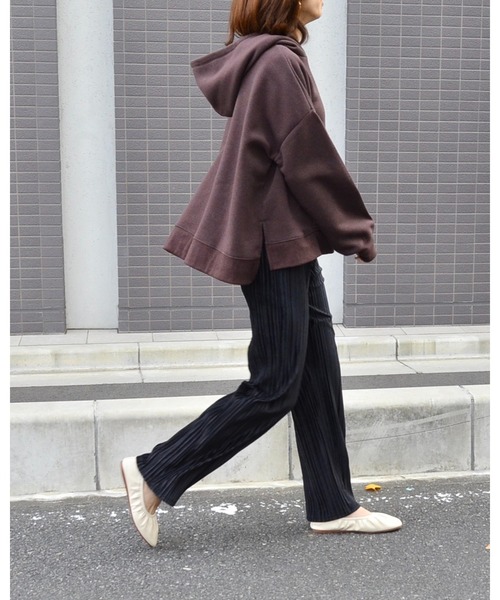 She's Closet（シーズクローゼット）の「スエードタッチ プリーツパンツ ロング イージーパンツ（その他パンツ・レディース・ブラック/ベージュ/パープル/アイボリー/カーキブラウン/グリーン/ライトパープル・FREE）」の12枚目の写真