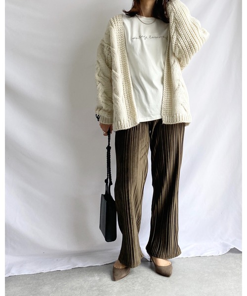 She's Closet（シーズクローゼット）の「スエードタッチ プリーツパンツ ロング イージーパンツ（その他パンツ・レディース・ブラック/ベージュ/パープル/アイボリー/カーキブラウン/グリーン/ライトパープル・FREE）」の19枚目の写真