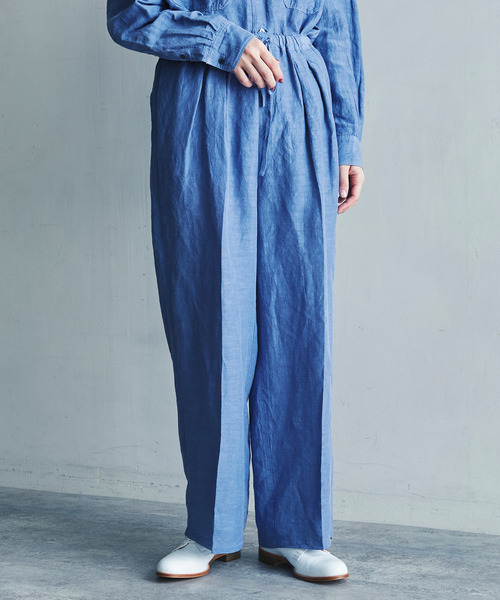ノートエシロンス のファッション パンツ Note Note Silence 製品染センタープレスイージーパンツ その他パンツ Et その他パンツ Linen Cu