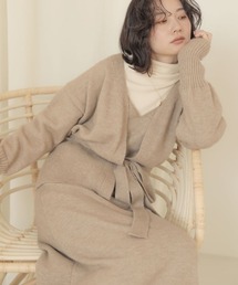 Bab | 【WEB限定】ニットキャミワンピース×カーディガン２ピースセットアップ(ワンピース)