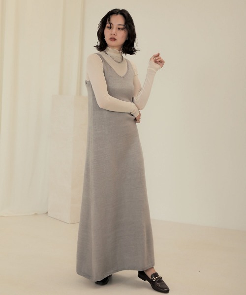 Bab（バブ）の「【WEB限定】ニットキャミワンピース×カーディガン２ピースセットアップ（ワンピース・レディース・ネイビー/ベージュ/ライトグレー・38）」の18枚目の写真