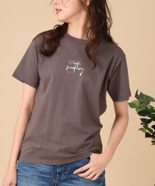 SOMETHING（サムシング）の「【SOMETHING】SHINY PRINT T-SHIRT H/S（Tシャツ/カットソー・レディース・ホワイト/ブラウン/クリアブラウン・FREE）」の3枚目の写真