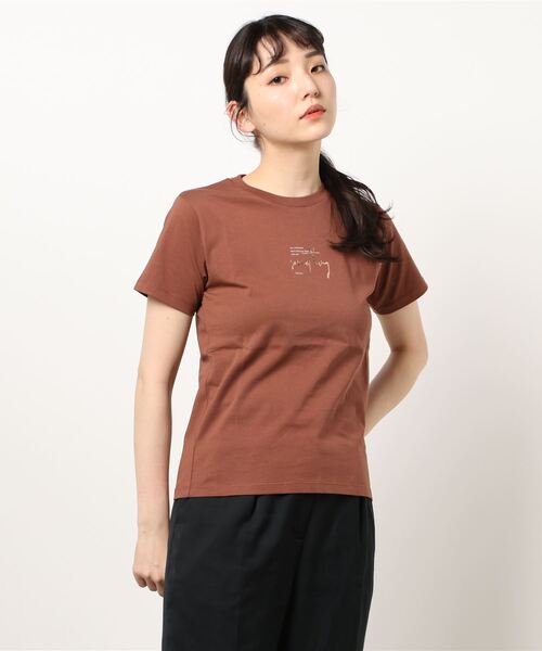 SOMETHING（サムシング）の「【SOMETHING】SHINY PRINT T-SHIRT H/S（Tシャツ/カットソー・レディース・ホワイト/ブラウン/クリアブラウン・FREE）」の22枚目の写真