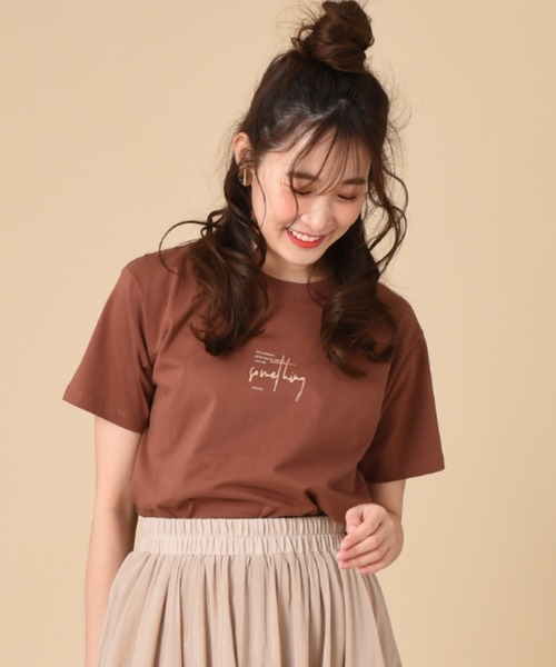 SOMETHING（サムシング）の「【SOMETHING】SHINY PRINT T-SHIRT H/S（Tシャツ/カットソー・レディース・ホワイト/ブラウン/クリアブラウン・FREE）」の13枚目の写真