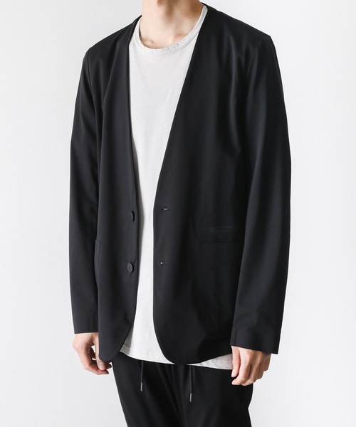 セール】HIGH GAUGE JERSEY COLLARLESS TECHNICAL BLAZER