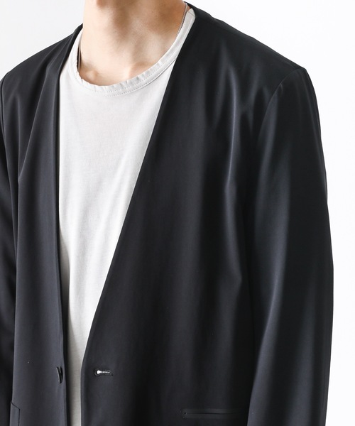 ATTACHMENT（アタッチメント）の「HIGH GAUGE JERSEY COLLARLESS TECHNICAL BLAZER（テーラードジャケット・メンズ・ライトグレー/グレー系その他/ブラック・2/1/3/4）」の8枚目の写真