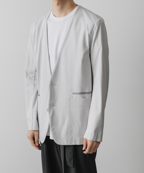 ATTACHMENT（アタッチメント）の「HIGH GAUGE JERSEY COLLARLESS TECHNICAL BLAZER（テーラードジャケット・メンズ・ライトグレー/グレー系その他/ブラック・2/1/3/4）」の19枚目の写真