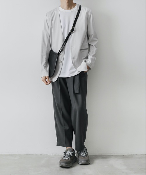 セール】HIGH GAUGE JERSEY COLLARLESS TECHNICAL BLAZER