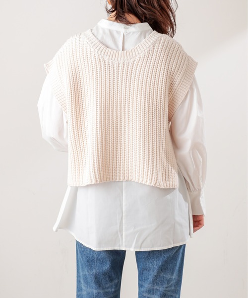 natural couture(ナチュラルクチュール)の「ショート丈ニットベスト×ブラウスセット(シャツ/ブラウス・レディース・ライトグレー/ベージュ/アイボリー・FREE)」の17枚目の写真