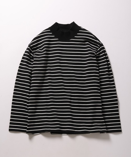 ADAM ET ROPE'（アダムエロペ）の「OEコットン ルーズシルエット モックネック ロンT（Tシャツ/カットソー・メンズ・ホワイト/ホワイト×ブラック/ブラック・S/M/L/XL）」の7枚目の写真