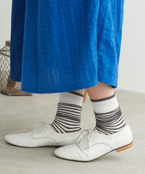 chambre de charme（シャンブルドゥシャーム）の「cdc ボーダーソックス（ソックス/靴下・レディース・ベージュ/ネイビー/オフホワイト・FREE）」の9枚目の写真