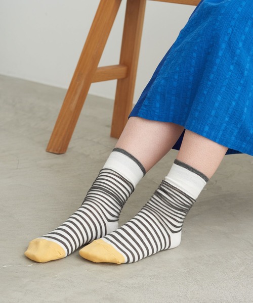 chambre de charme（シャンブルドゥシャーム）の「cdc ボーダーソックス（ソックス/靴下・レディース・ベージュ/ネイビー/オフホワイト・FREE）」の19枚目の写真