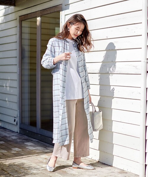 J.PRESS（ジェイプレス）の「【洗える】セルロース綾チェック ワンピース（シャツワンピース・レディース・サックスブルー系3/ネイビー系3・T13/T15）」の3枚目の写真