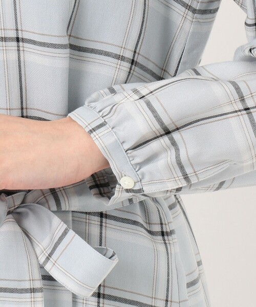 J.PRESS（ジェイプレス）の「【洗える】セルロース綾チェック ワンピース（シャツワンピース・レディース・サックスブルー系3/ネイビー系3・T13/T15）」の12枚目の写真