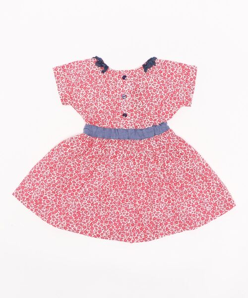 RAGMART(ラグマート)の「レース襟ギャザーワンピース ギンガムチェック 幾何柄 花柄(ワンピース・キッズ・グリーン/レッド/ブラック・100cm/130cm/110cm/120cm)」の5枚目の写真