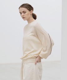 BONLECILL | ボリューム袖配色パイピングシアー スプリングニット(ニット/セーター)