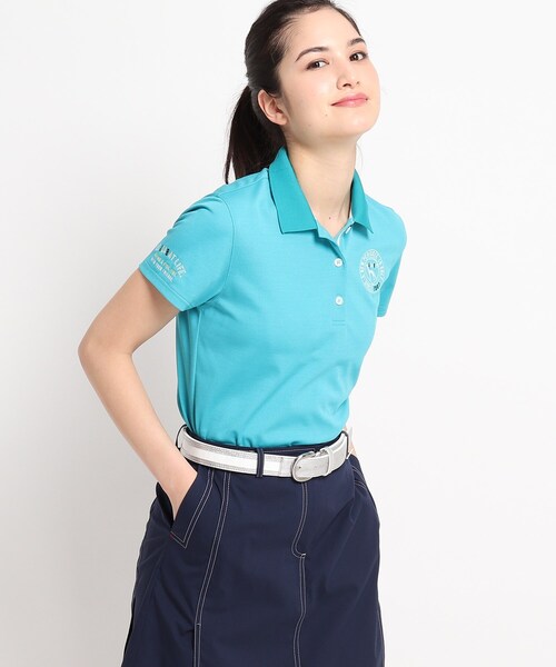 adabat(アダバット)の「◆【吸水速乾/UVカット】 襟裏ロゴデザイン 半袖ポロシャツ(ポロシャツ・レディース・ホワイト/ネイビー/ブルー/ピンク系その他・40/38/42/36)」の3枚目の写真