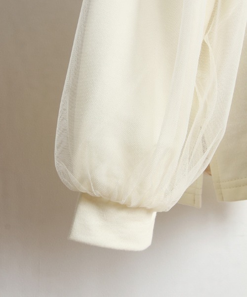 Cookie Chocolate（クッキーチョコレート）の「袖チュールトップス（Tシャツ/カットソー・レディース・ブラック/ベージュ・M）」の9枚目の写真